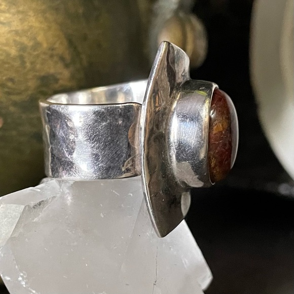 Vintage Sterling Silver Bronzite Hammered Wrap Ring size 8.5 - Picture 5 of 13